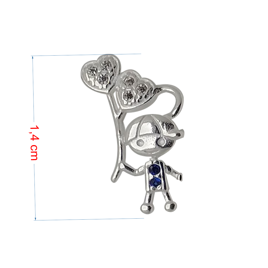 Pingente de prata 925 menino com zircônia